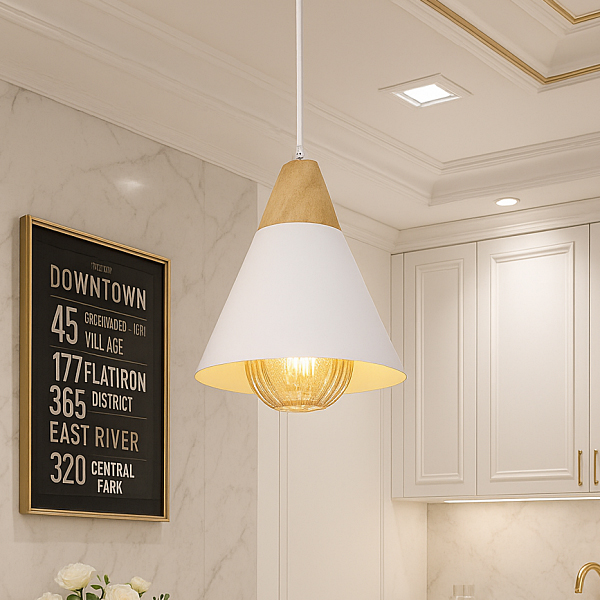 루카 1등 펜던트조명 P/D 우드