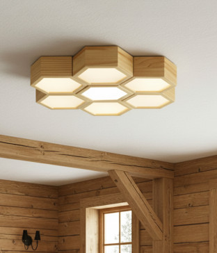 W 벌집 소나무 원목 안방등 작은 거실등 LED110W